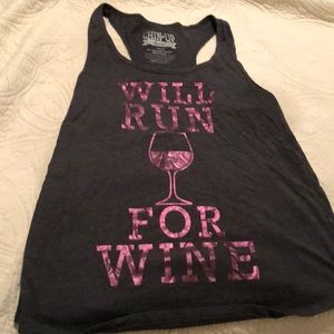 “Will run for wine” racer back tank